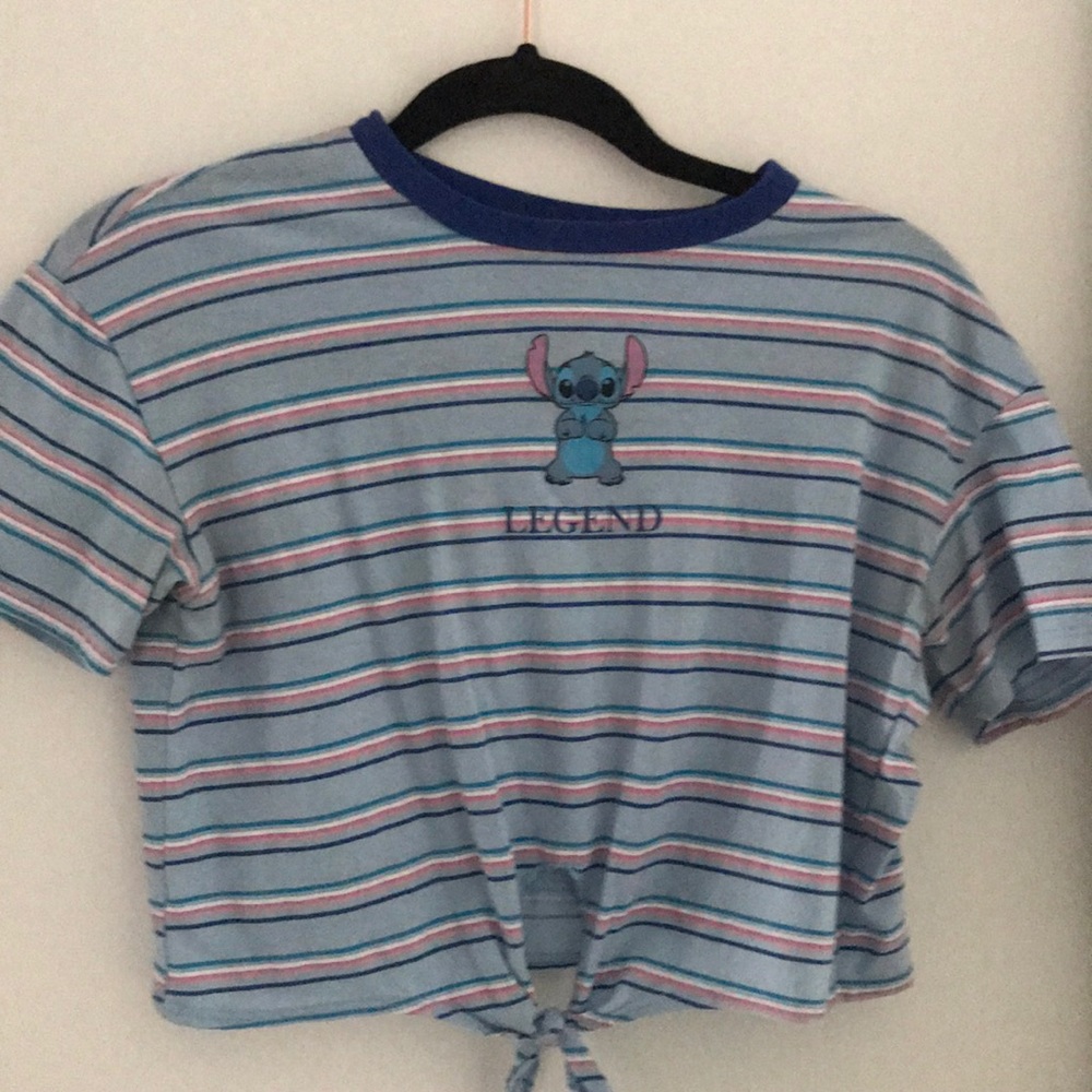 cute blue striped stitch shirt